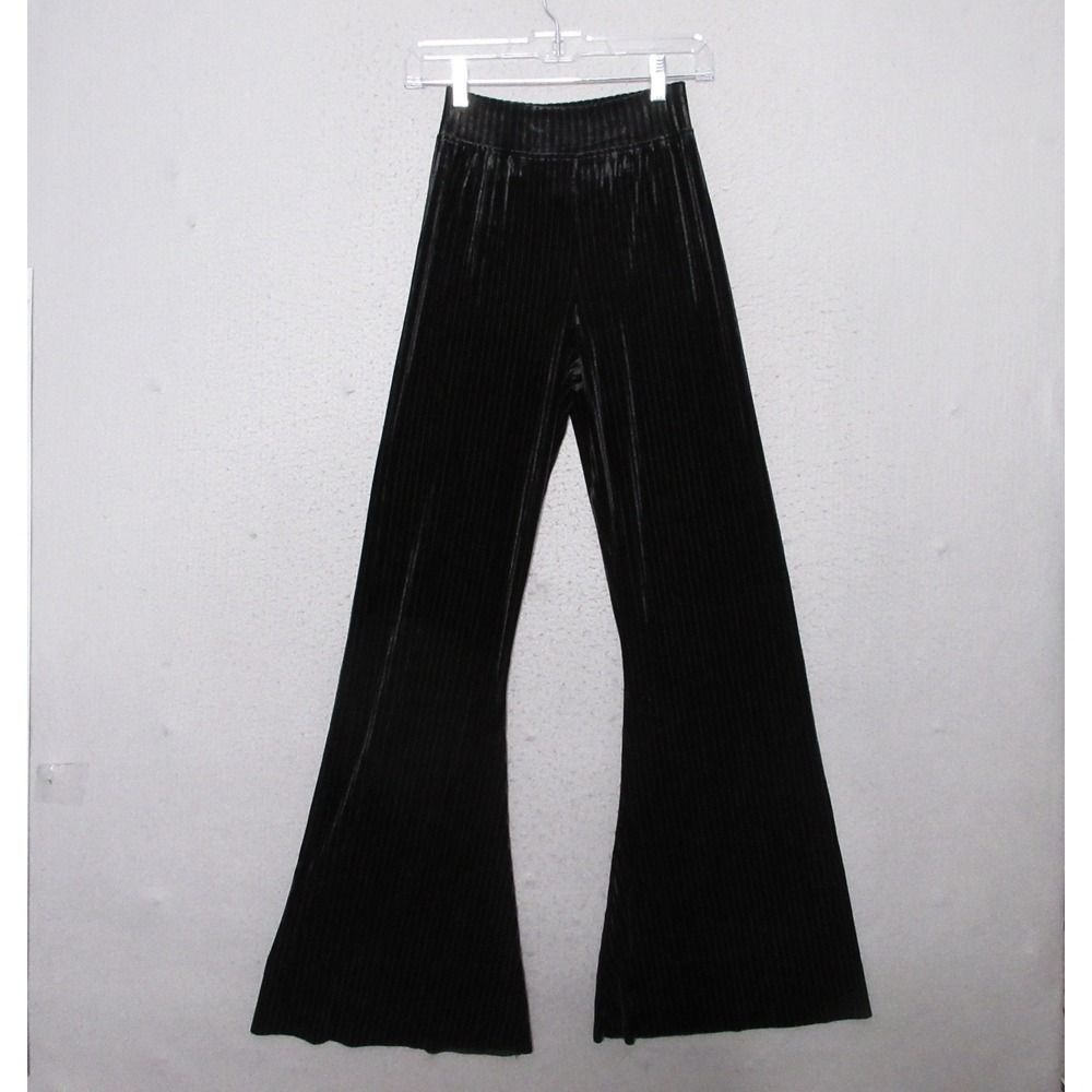 Natural Life Pants XS Velvet Ribbed Flare Boho Black Wide Leg Flare Retro Glam